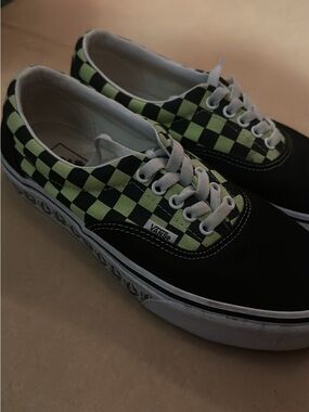 Vans Black & Lime Checkerboard Low Top Sneakers